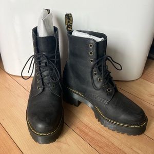 Dr Martens Shriver Hi Black Lace Platform Boots US7